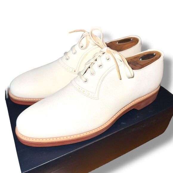 Ralph Lauren Purple Label Durham Buck Oxfords in Ivory Suede Men’s Sz 11 - Picture 8 of 16